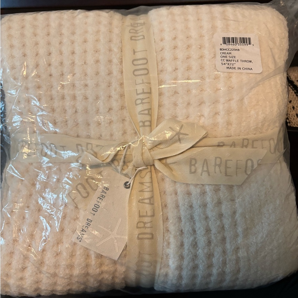 Barefoot Dreams CozyChic Cream Waffle Throw
